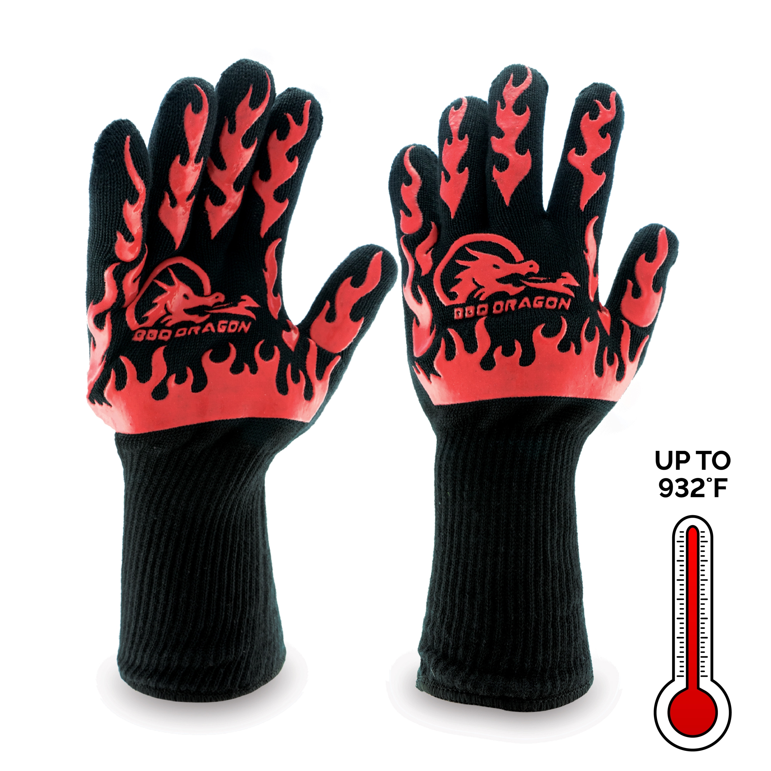 932°F Silicone Extreme Heat Resistant Cooking Oven Mitt BBQ Hot Grilling Gloves 