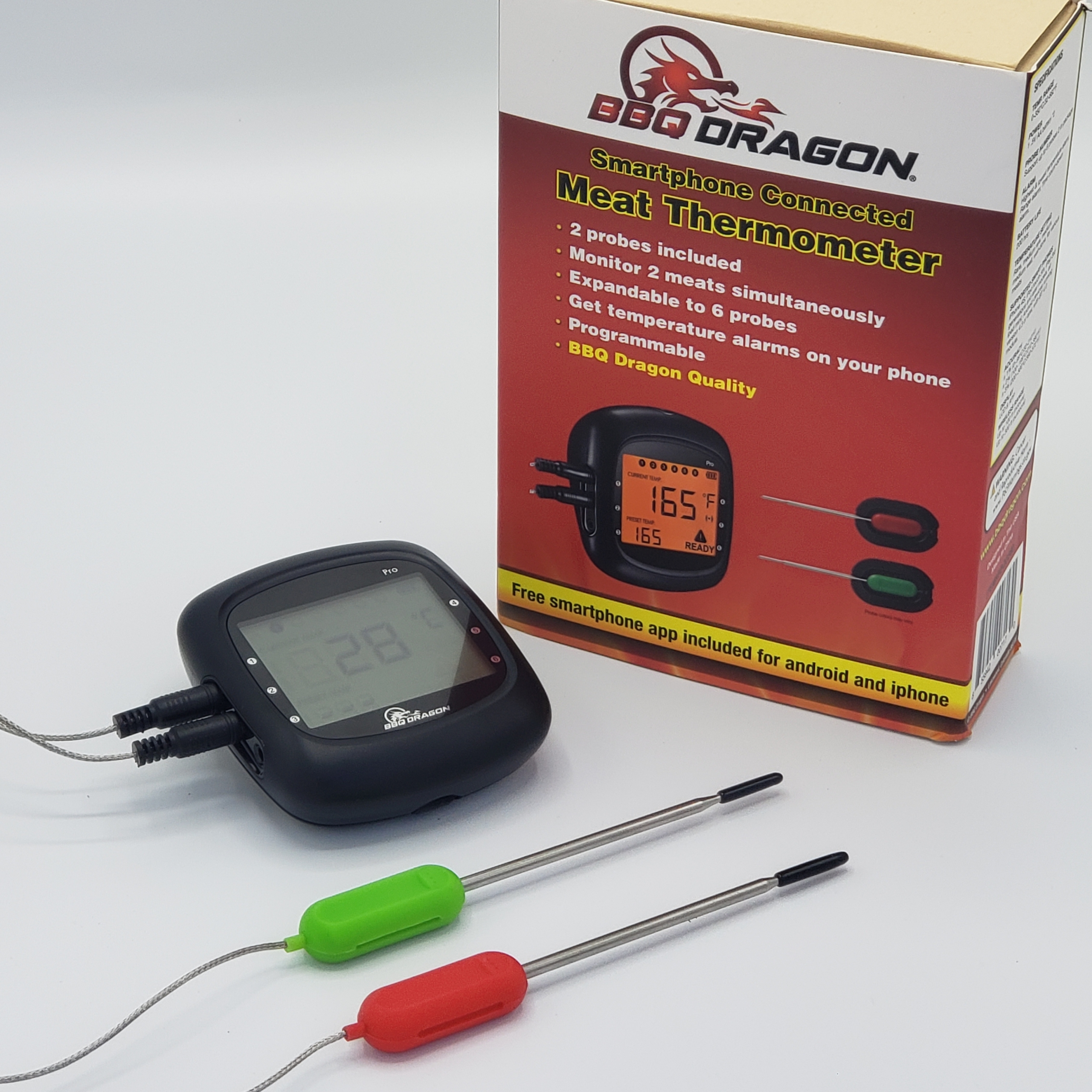 Ønske bibliotek Afsnit BBQ Dragon 6 Channel Bluetooth Meat Thermometer for Smartphones with 2  Probes - BBQ Dragon